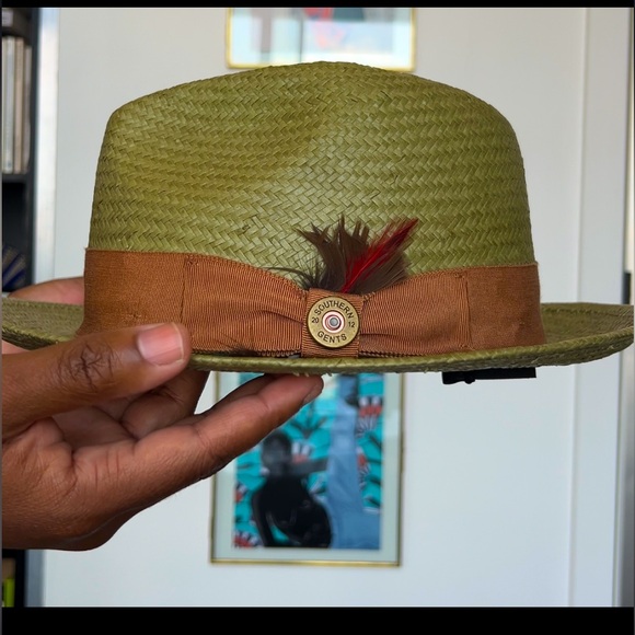 Southern Gents Avocado + Coffee Straw Hat - Picture 1 of 6
